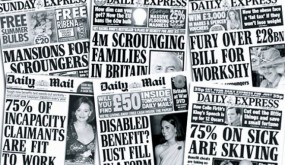 Newspaper headlines (copyright the great welfare scrounge)