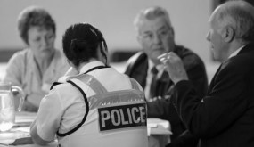 Police meet community members at an information roadshow, Bradford