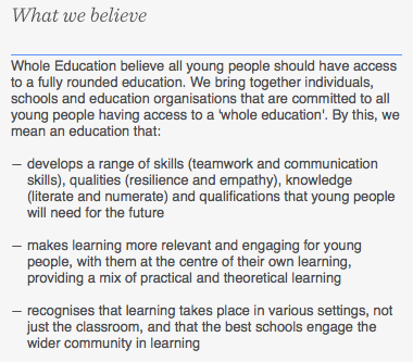 The Whole Education organisation's values